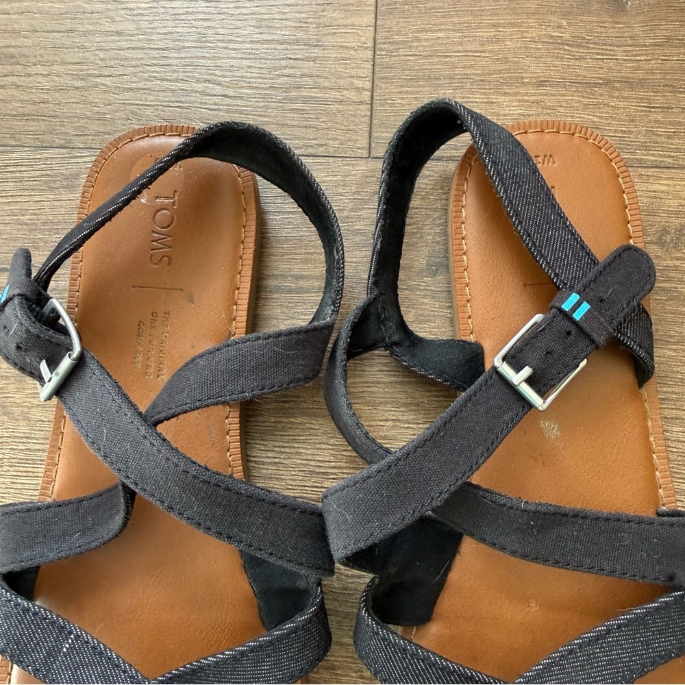 Toms Black and Grey Strappy Sandals - Picture 5 of 9